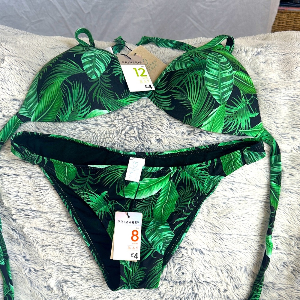 Primark Tropical Green Bikini Set NWT